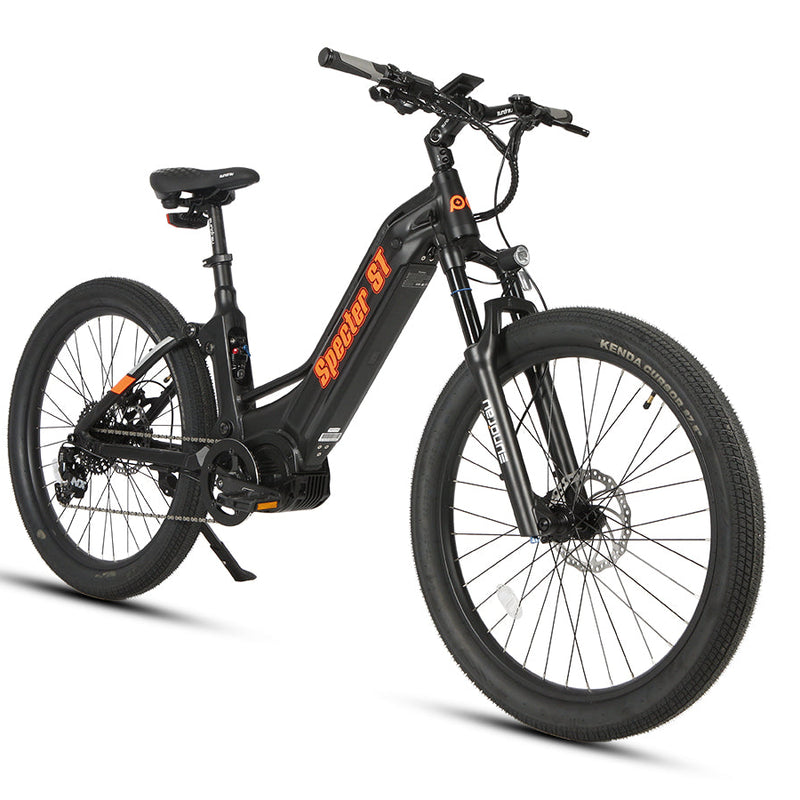 EUNORAU E-BIKE US Specter-ST 2.0 electric bicycle with sleek frame and handlebar controls, ready for riding.