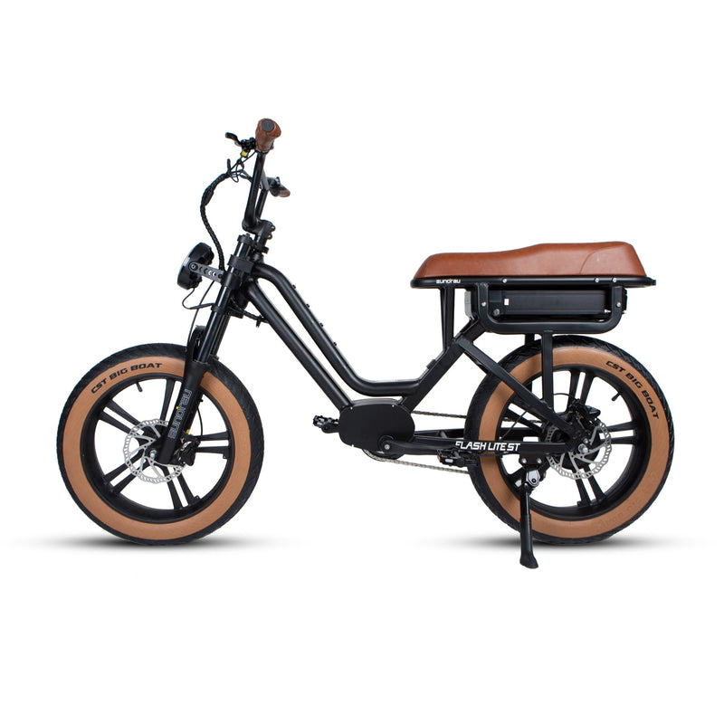 EUNORAU E-BIKE US FLASH LITE ST 1.0 electric bicycle with sleek frame and integrated battery, ready for urban riding.