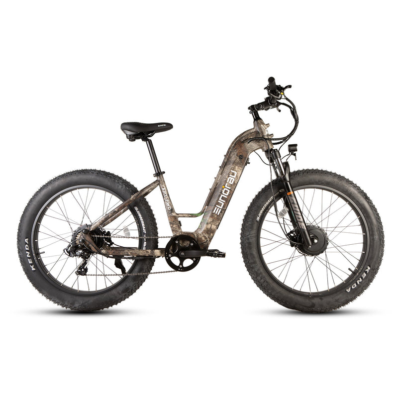 EUNORAU E-BIKE US FAT-AWD 3.0 electric bicycle with fat tires and sleek frame, ready for off-road and urban riding.