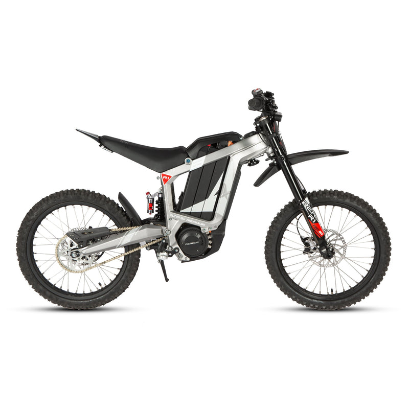 EUNORAU E-BIKE US R1-19 e-dirt bike with sturdy frame and knobby tires, designed for off-road riding and adventure.