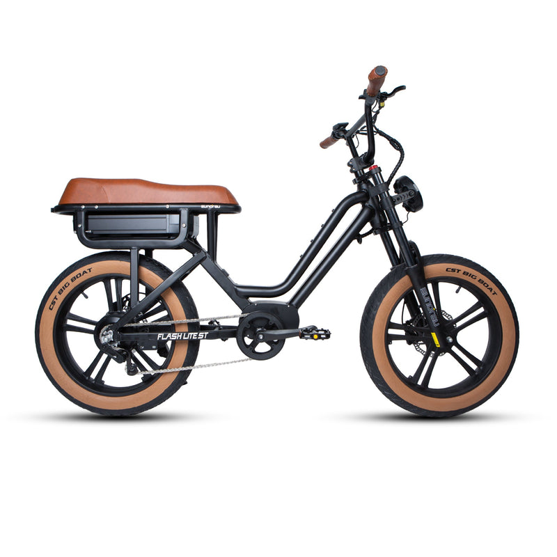 EUNORAU E-BIKE US Flash Lite ST 1.0 electric bicycle with sleek frame and handlebar controls, ready for urban riding.