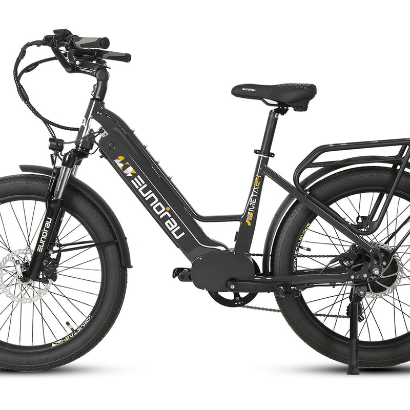 EUNORAU E-BIKE US META24 1.0 electric bicycle with sleek frame and handlebars, ready for riding.