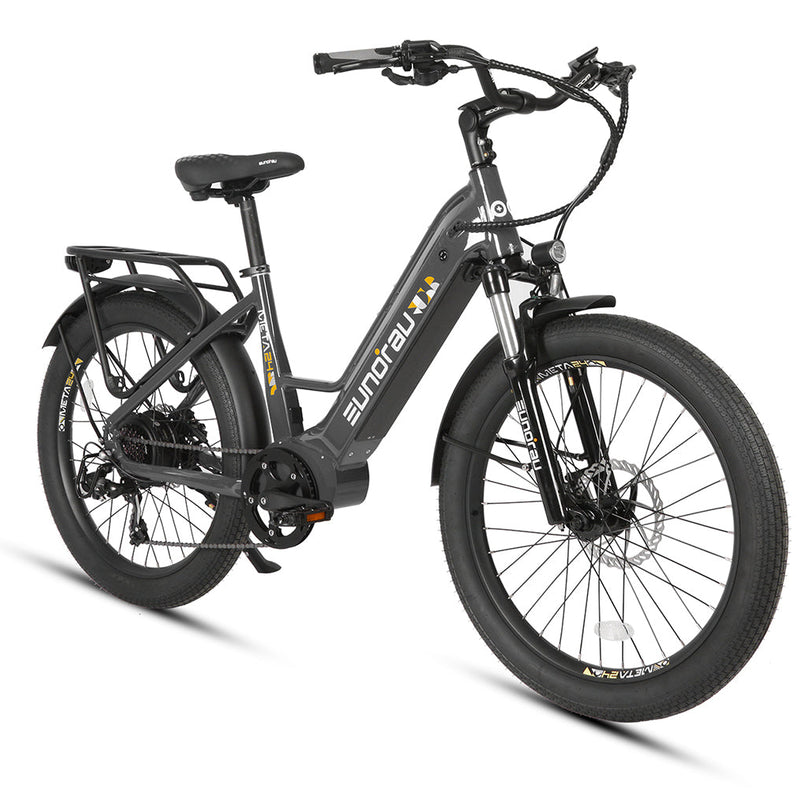 EUNORAU E-BIKE US META24 1.0 electric bicycle with sleek frame and 24-inch wheels, ready for urban commuting and outdoor riding.