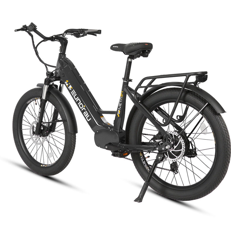 EUNORAU E-BIKE US META24 1.0 electric bicycle with sleek frame and handlebar controls, ready for urban commuting.