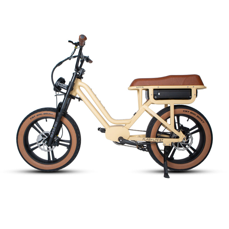 EUNORAU E-BIKE US FLASH LITE ST 1.0 electric bicycle with sleek frame and handlebars, ready for city commuting.