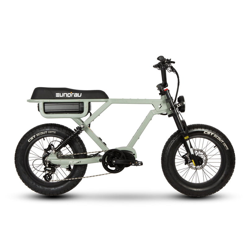 EUNORAU E-BIKE US FLASH 2.0 electric bicycle with sleek frame and handlebars, ready for urban riding.