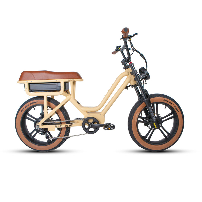 EUNORAU E-BIKE US Flash Lite ST 1.0 electric bicycle with sleek frame and handlebars, ready for urban riding.