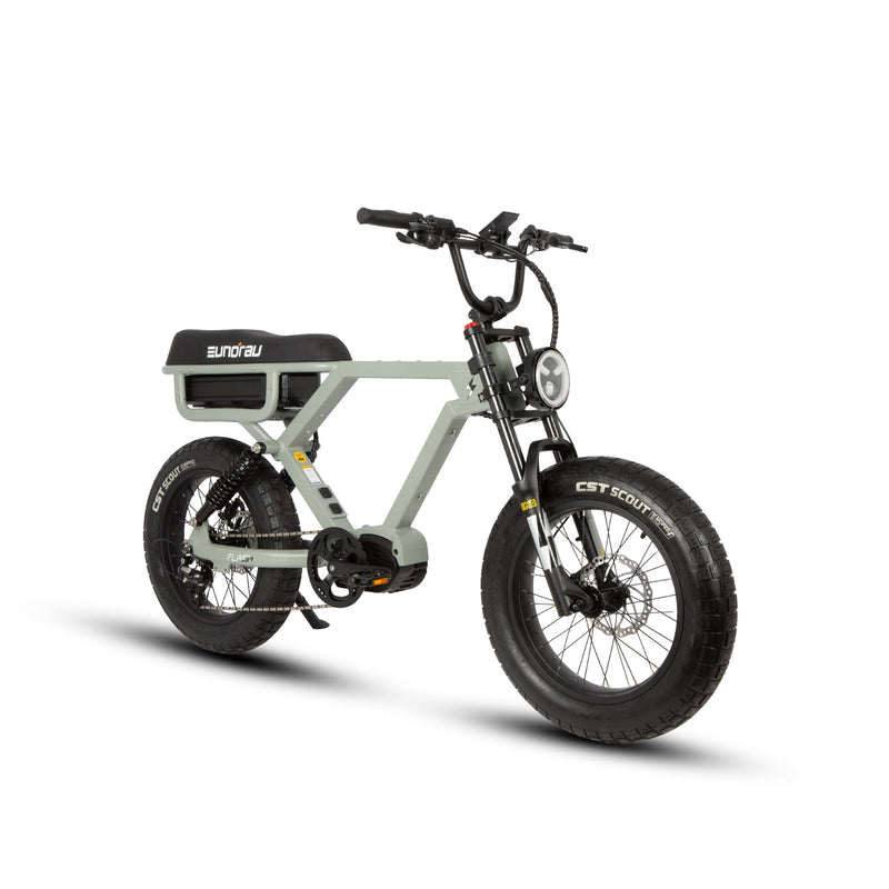 EUNORAU E-BIKE US FLASH 2.0 electric bicycle with sleek frame and handlebars, ready for urban commuting.