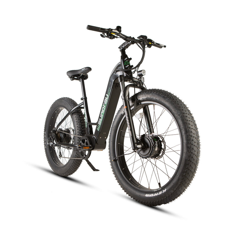 EUNORAU E-BIKE US FAT-AWD 3.0 electric bicycle with fat tires and sturdy frame, ready for off-road adventures.