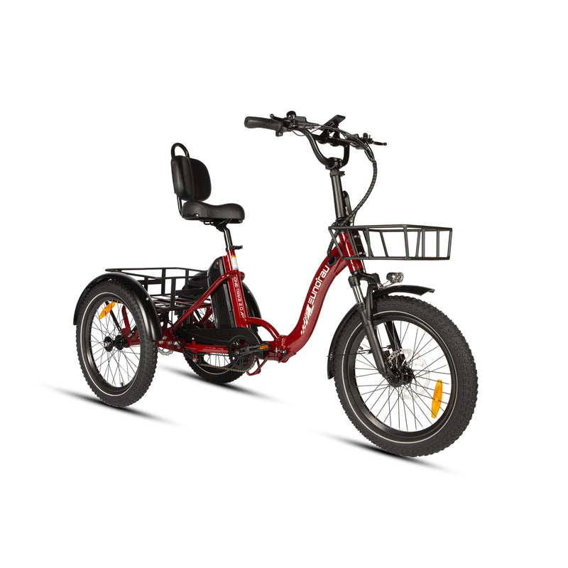 EUNORAU E-BIKE US ONE-TRIKE 2.0 electric bicycle with three wheels, sleek design, and handlebar controls visible in the image.