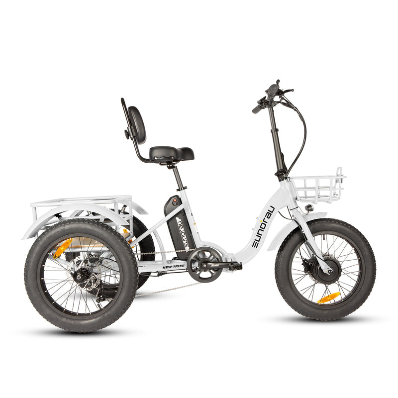 EUNORAU E-BIKE US NEW-TRIKE 2.0 electric trike with a sturdy frame and comfortable seating shown in the image.