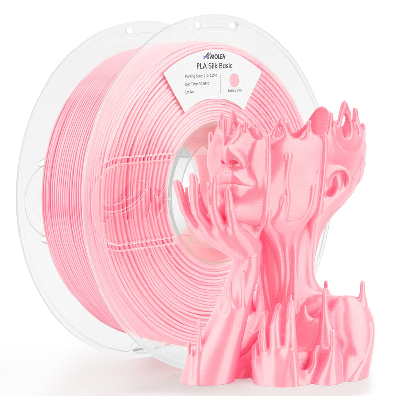 Amolen PLA Silk Basic 1.75mm filament spool, 1kg, showcasing the smooth, shiny 3D printing filament on a spool.
