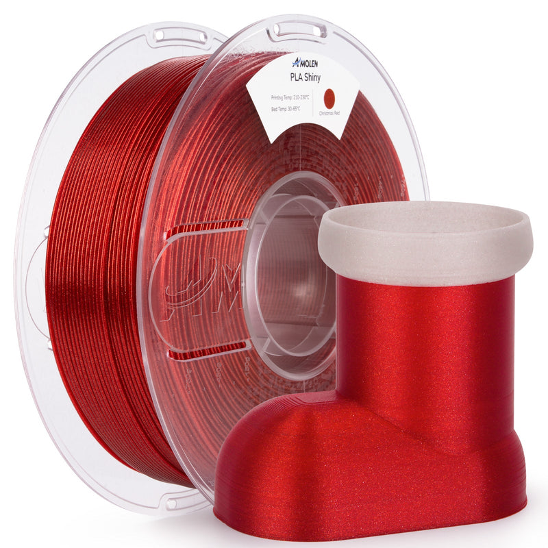 Shiny pink PLA filament by Amolen, 1.75mm, 1KG/2.2LB spool, glossy glitter finish for 3D printing projects.
