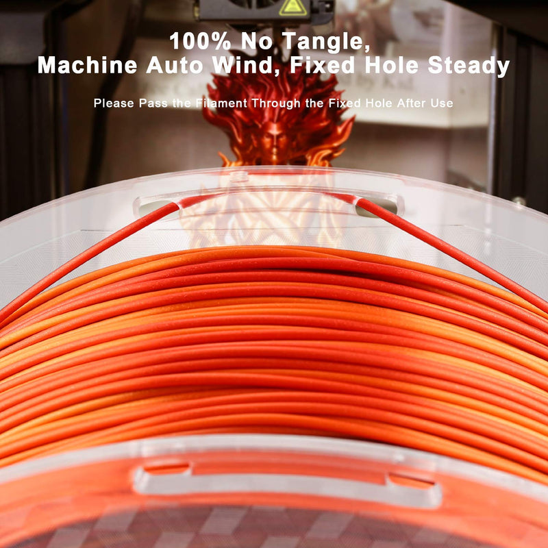 Amolen PLA silk shiny gradient filament pack with red and gold colors, 4x200g spools, 1.75mm diameter for 3D printing.
