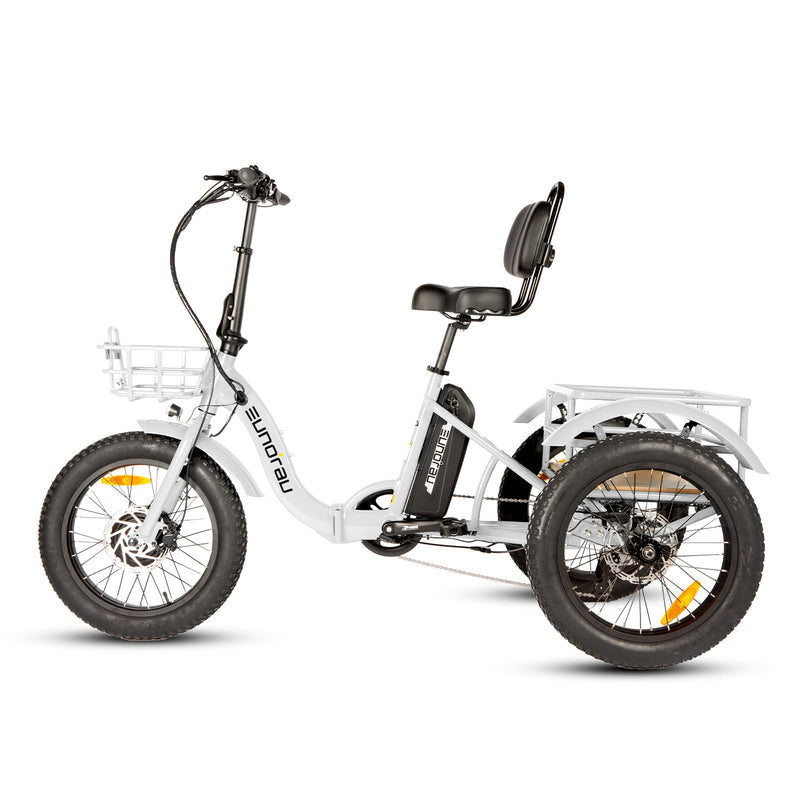 EUNORAU E-BIKE US NEW-TRIKE 2.0 electric trike with sturdy frame, large wheels, and comfortable seat, ideal for adult riding.