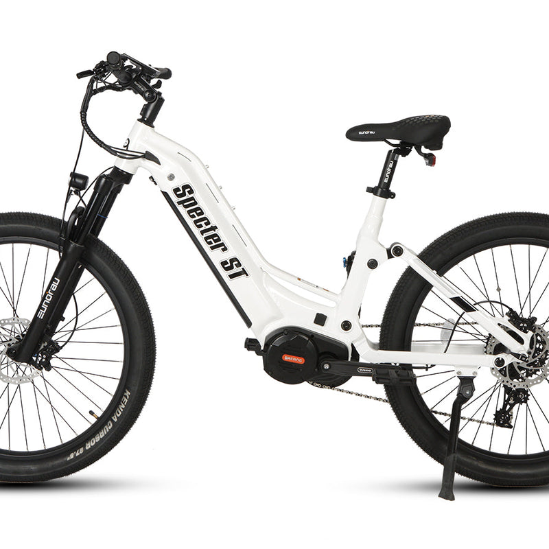 EUNORAU E-BIKE US SPECTER-ST 2.0 electric bicycle with black frame, handlebars, and wheels, ready for outdoor riding.