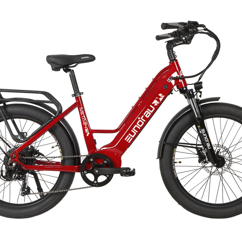 EUNORAU E-BIKE US META24 1.0 electric bicycle with sleek frame and battery pack, ready for urban commuting.
