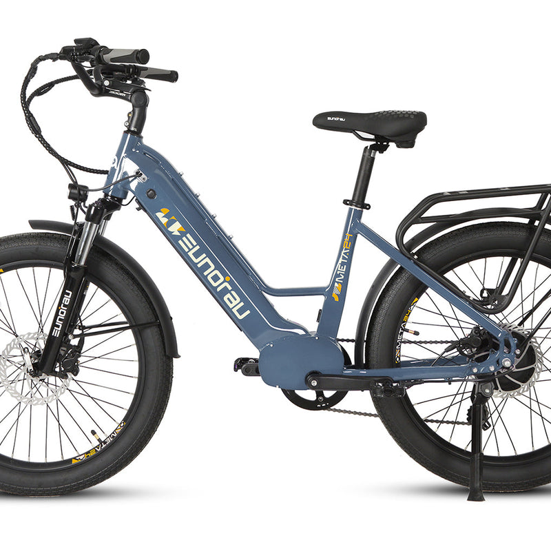 EUNORAU E-BIKE US META24 1.0 electric bicycle with sleek frame and handlebars, ready for urban commuting.