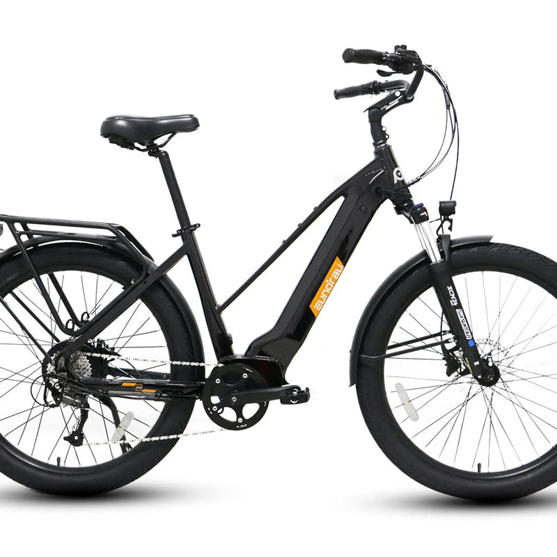 EUNORAU E-BIKE US META275 1.0 electric bicycle with sleek frame and handlebar controls, ready for urban commuting.