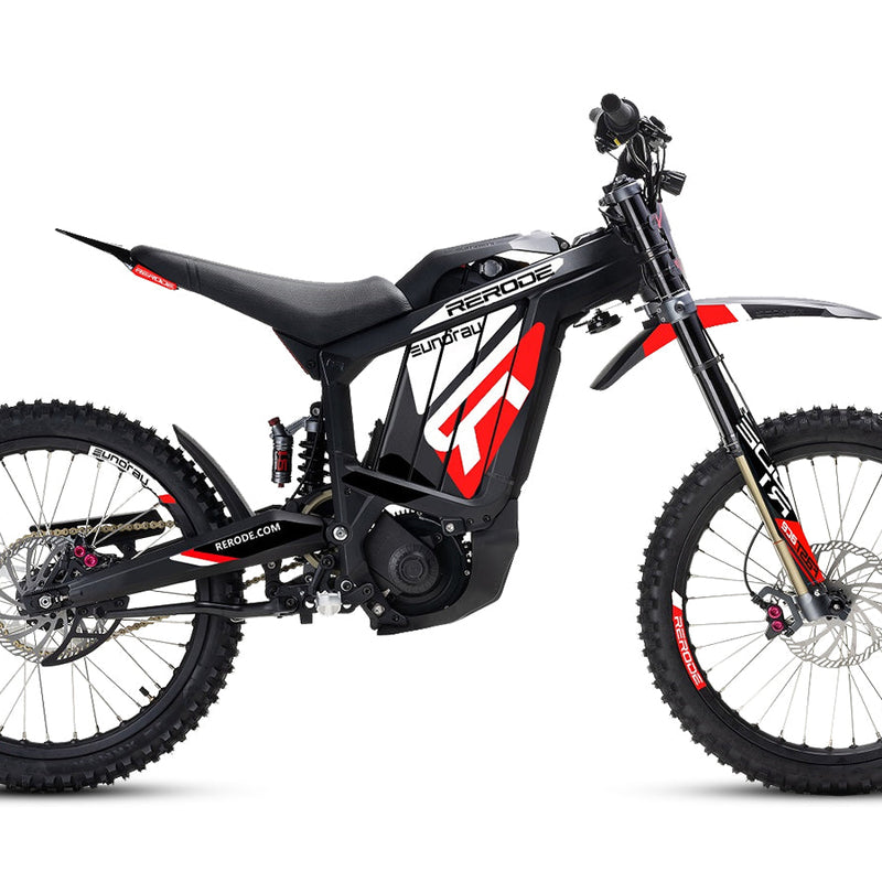 EUNORAU E-BIKE US R1-19 E-Dirt Bike with sleek black frame and off-road tires, designed for outdoor riding and adventure.