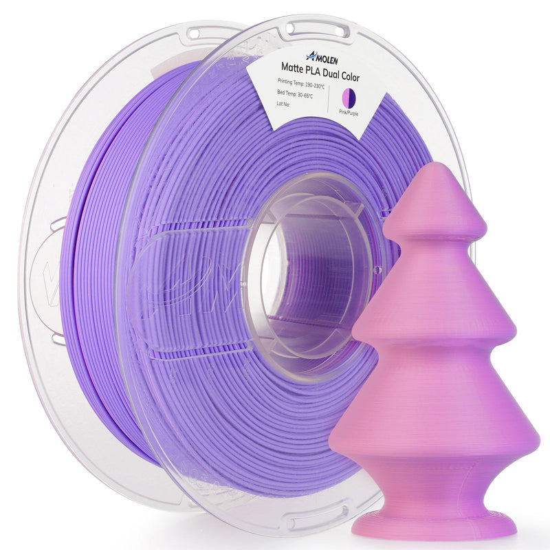Amolen PLA matte dual filament spool in 1.75mm, 1KG, showing the black and white filament rolls side by side.