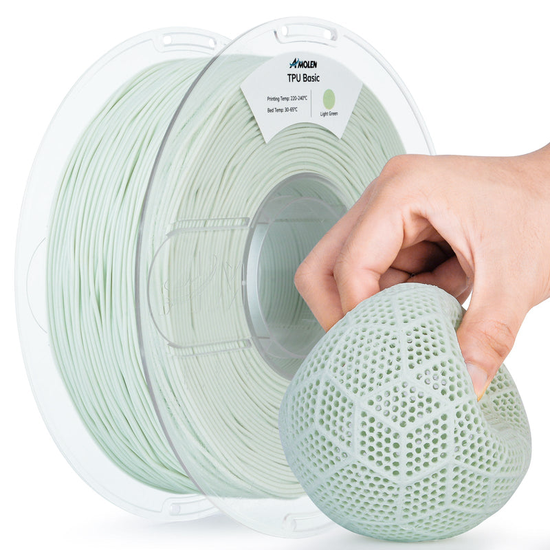 Amolen TPU Basic 1.75mm filament spool, flexible 3D printing filament in a 1kg package, shown with bright orange color.
