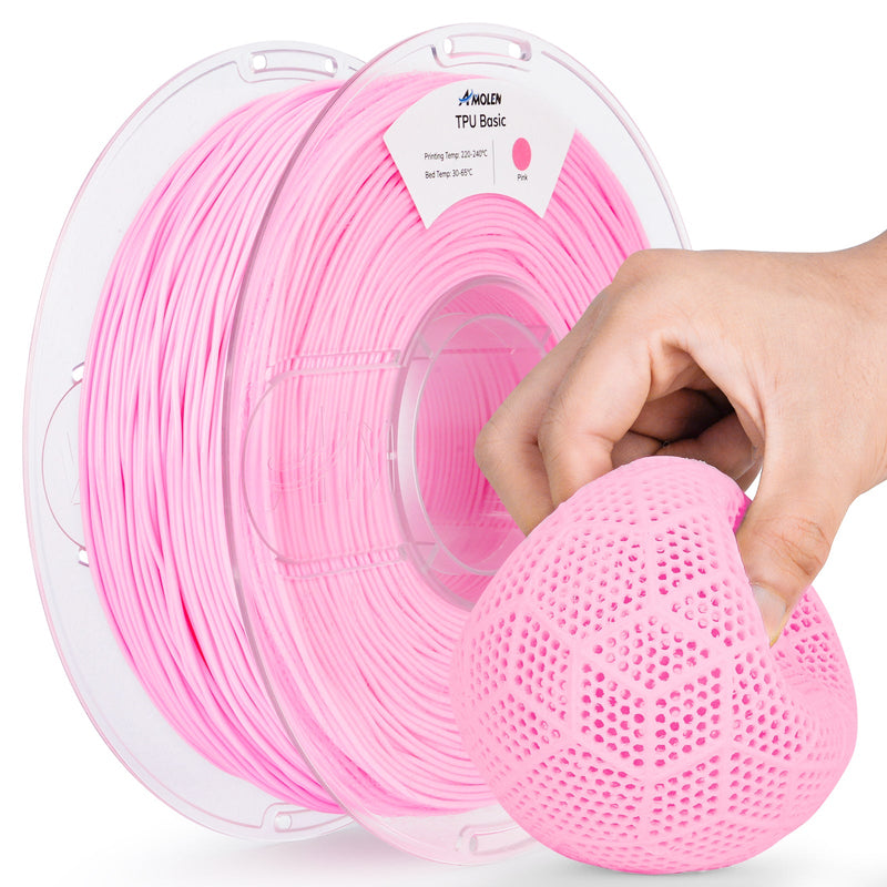 Amolen TPU Basic 1.75mm filament in 1kg spool, flexible and durable 3D printing filament for versatile projects.