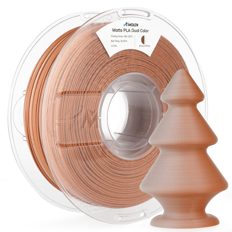 Amolen PLA matte dual filament 1.75mm 1kg spool showing two color filaments for 3D printing.