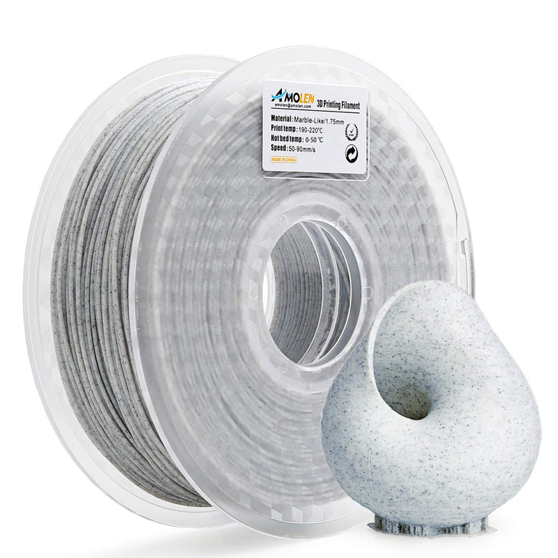 Amolen PLA Marble 1.75mm filament spool showing blue and white marble-colored 3D printing filament.
