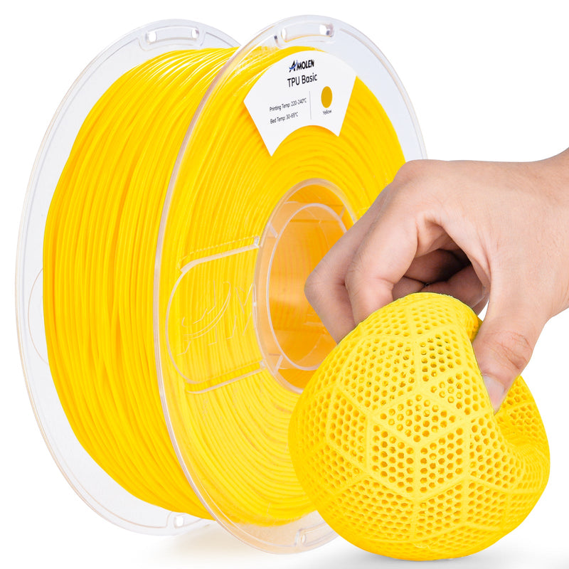 Amolen TPU Basic filament 1.75mm in a 1KG spool, flexible and durable 3D printing filament on a spool.