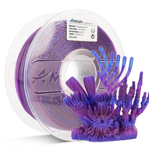 Clear 3D printing filament by Amolen, 1.75mm PLA crystal transparent filament on spool for 3D printers.