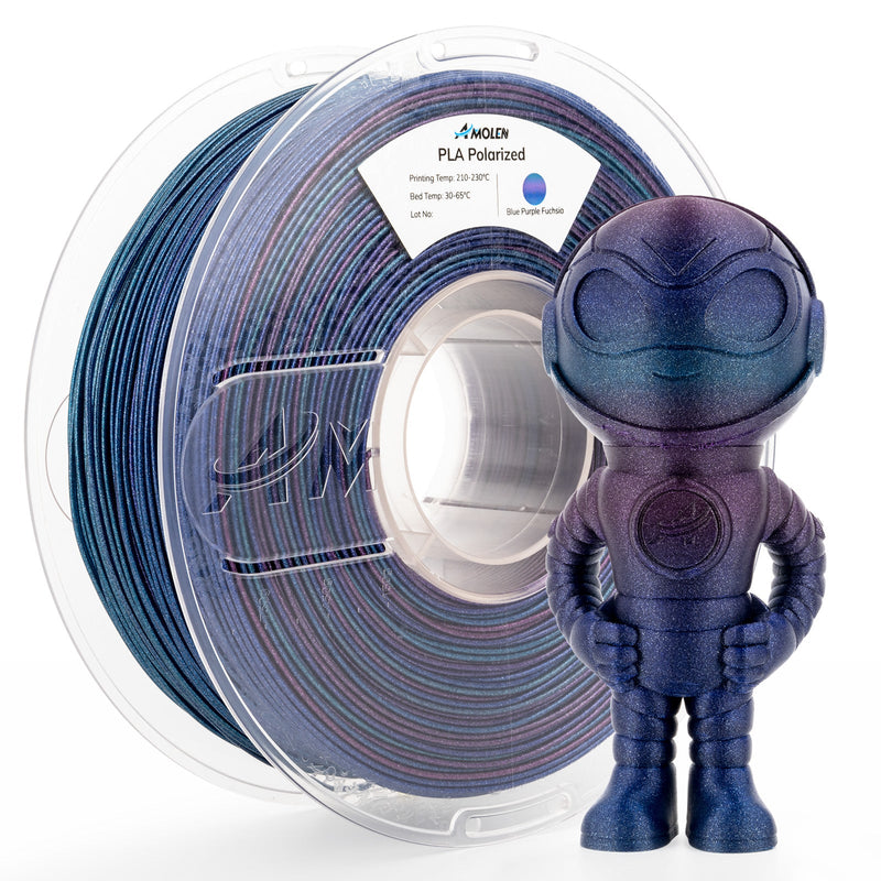 Amolen PLA Galaxy sparkle filament roll, shiny 1.75mm 1kg spool for 3D printing, with cosmic glitter effect, shown on a white background.