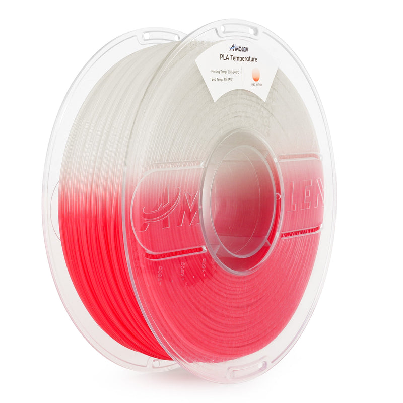 Amolen PLA filament, 1.75mm temperature color-changing 3D printing filament, 1kg spool showing vibrant colors