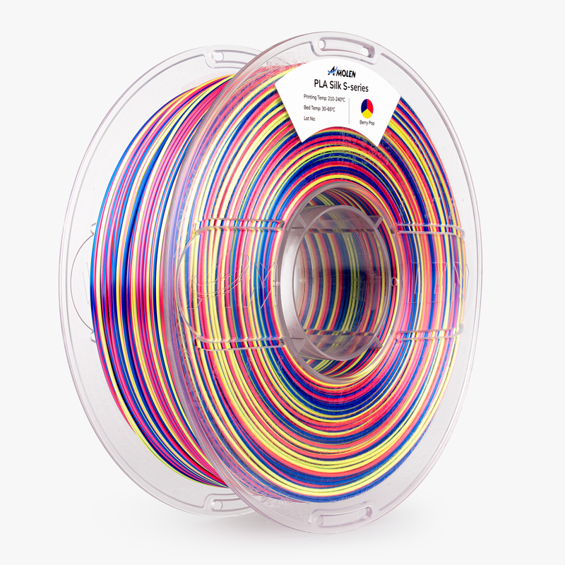 Amolen PLA Silk S-Series filament 1.75mm, 1kg spool, glossy, smooth 3D printing filament for creative projects.