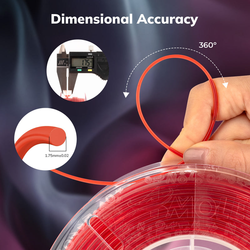 Amolen PETG transparent variety pack with four 250g rolls, showcasing clear, flexible filament for 3D printing projects.