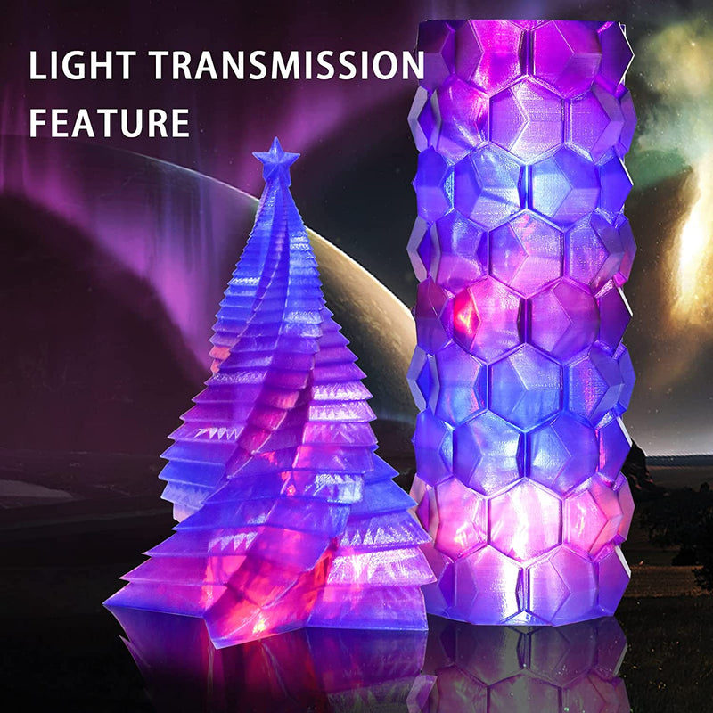 Amolen PLA crystal-transparent gradient filament pack, 4x200g, showcasing colorful, translucent 3D printing filaments in a variety pack.