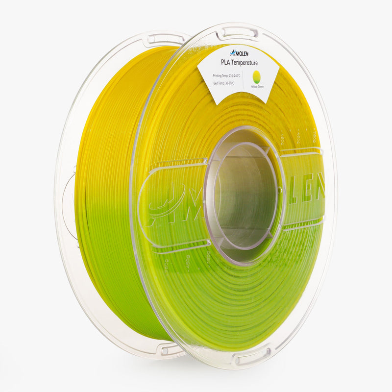 Amolen PLA filament, 1.75mm, 1kg, color-changing 3D printing filament showing temperature-sensitive color shift.