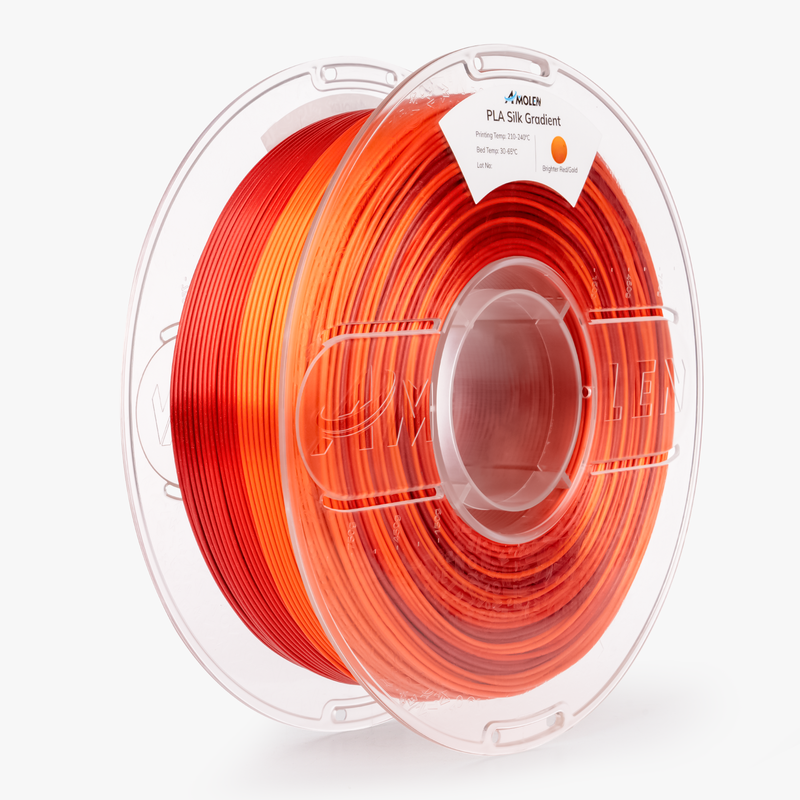 Amolen PLA Silk Shiny Gradient 1.75mm filament roll, 1kg, vibrant color transitions, suitable for 3D printing projects