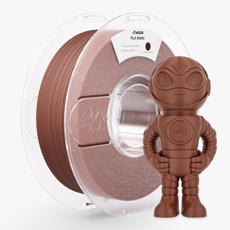 Amolen PLA Matte Basic 1.75mm filament spool, showing the gray filament in a clear view, ideal for 3D printing projects.