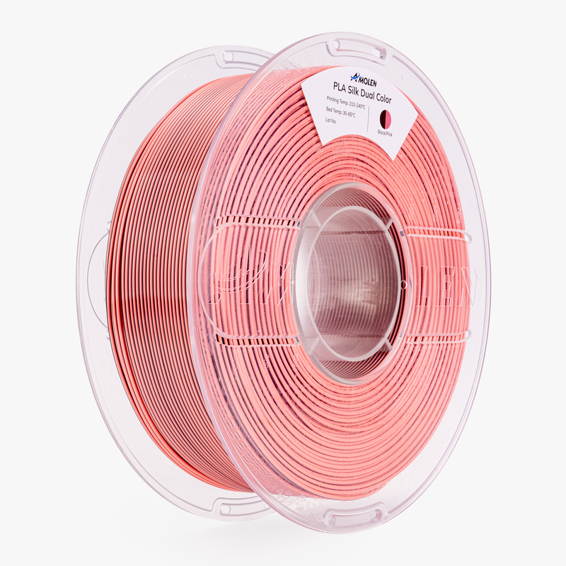 Amolen PLA Silk dual color filament 1.75mm, 1kg spool showing vibrant silk finish and two-tone color design for 3D printing.