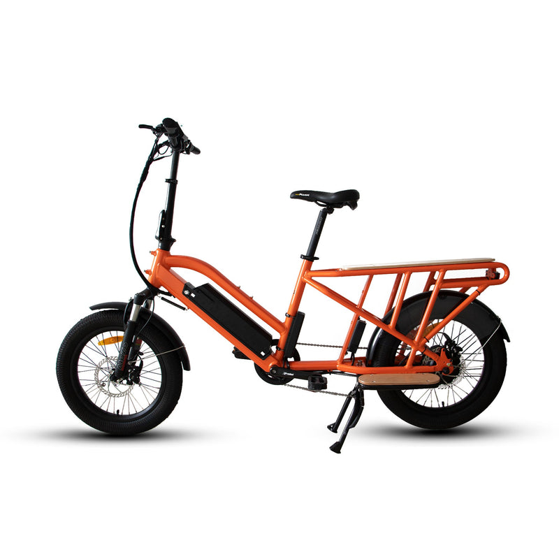 EUNORAU E-BIKE US G30-CARGO 2.0 electric bicycle with sturdy frame and cargo rack, ready for urban or cargo transportation.