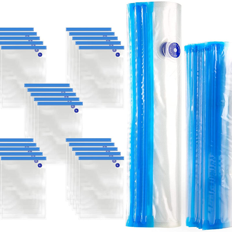 Amolen vacuum filament storage kit in a clear storage bag with multiple compartments for 3D printer filament organization.