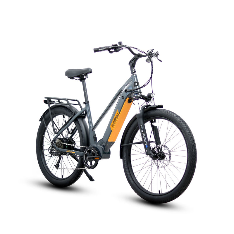 EUNORAU E-BIKE US META275 1.0 electric bicycle with sleek frame and handlebars, ready for urban commuting.