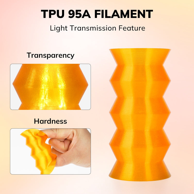 Amolen transparent TPU filament spool showing clear, flexible 3D printing filament for 1.75mm 1kg spool.