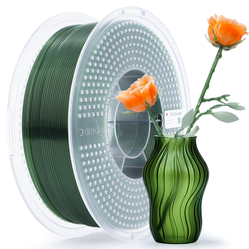 Amolen PLA crystal-transparent filament spool, 1.75mm, 1kg, ideal for 3D printing with clear, high-quality filament