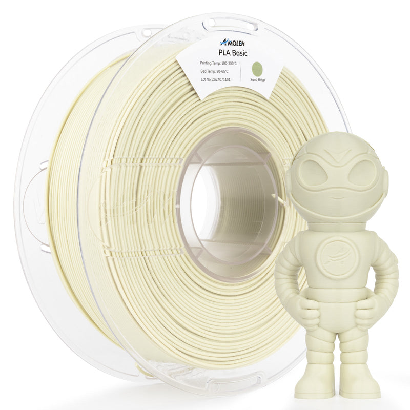 Amolen PLA Basic high-speed 3D printing filament in 1.75mm, 1kg spool, showing the bright green filament coiled in a spool.