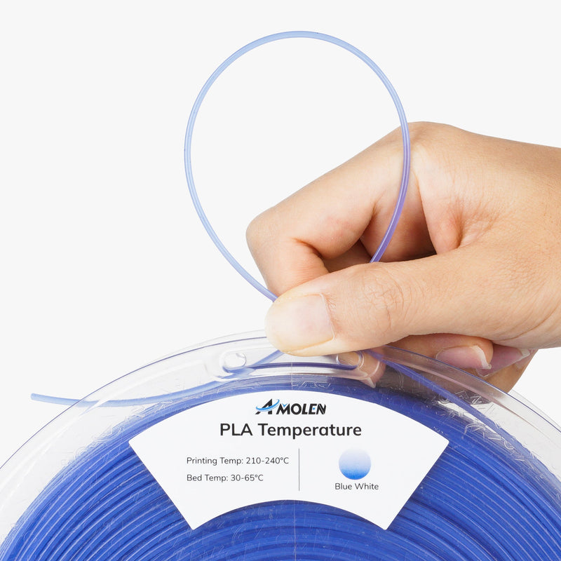 Amolen PLA temperature color-changing 1.75mm filament 1kg spool, showing vibrant color shift when heated