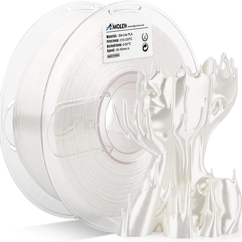 Amolen PLA Silk Basic 1.75mm 1kg filament spool with shiny, smooth silk finish for 3D printing.