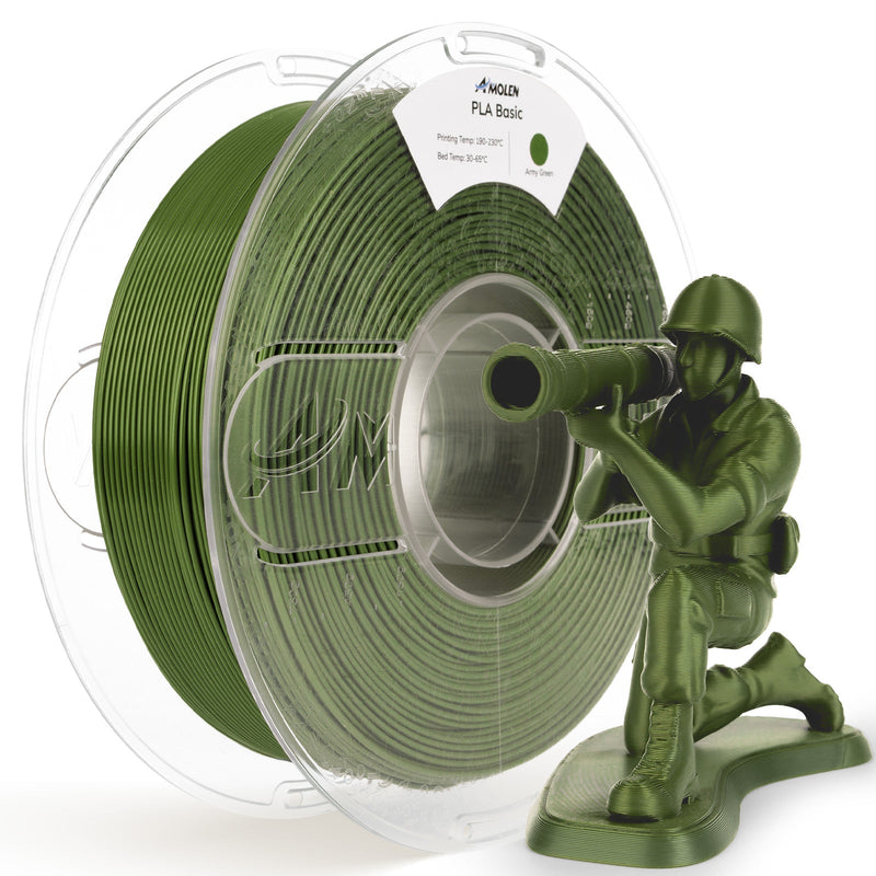 Amolen PLA Basic high-speed 1.75mm filament spool, 1 kg, showing the filament roll on a clean surface.