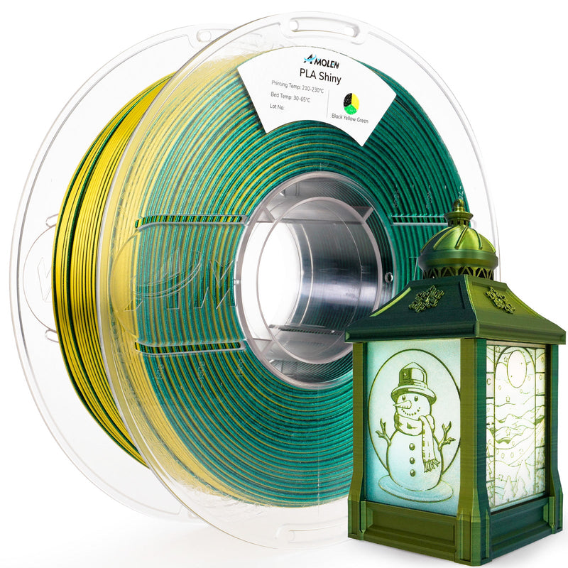 Amolen PLA Shiny Glitter filament in 1.75mm diameter, 1kg spool, featuring vibrant glittery finish for 3D printing projects.